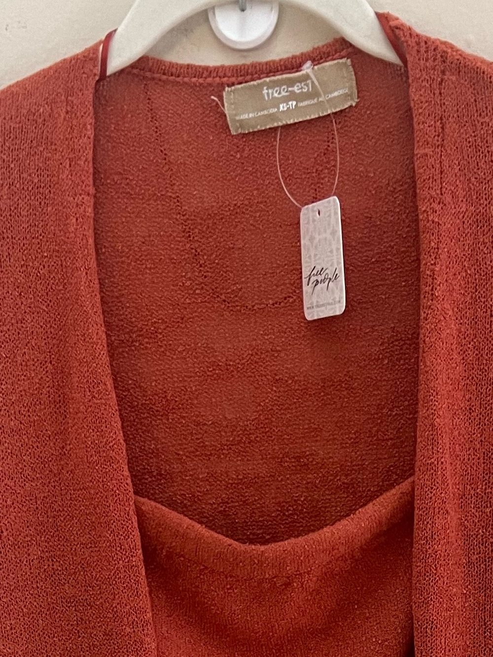 Free People Lottie Solid Sweater Dress Set NWT Dark Ginger Red XS MSRP $128 - Picture 5 of 7